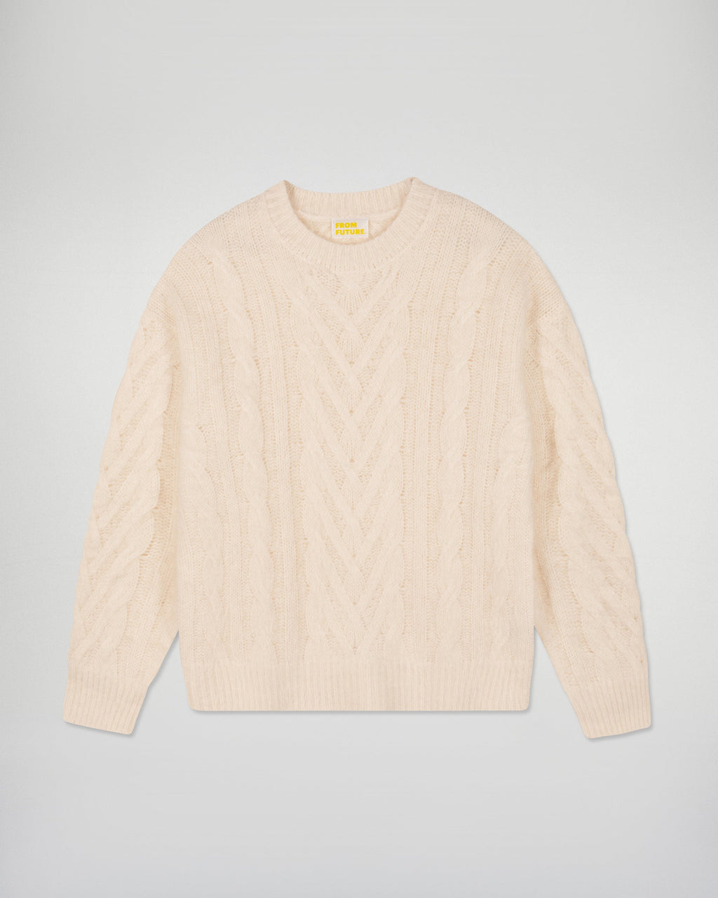 Brushed Cashmere Cable-Knit Crew-Neck Jumper - Ecru - Women