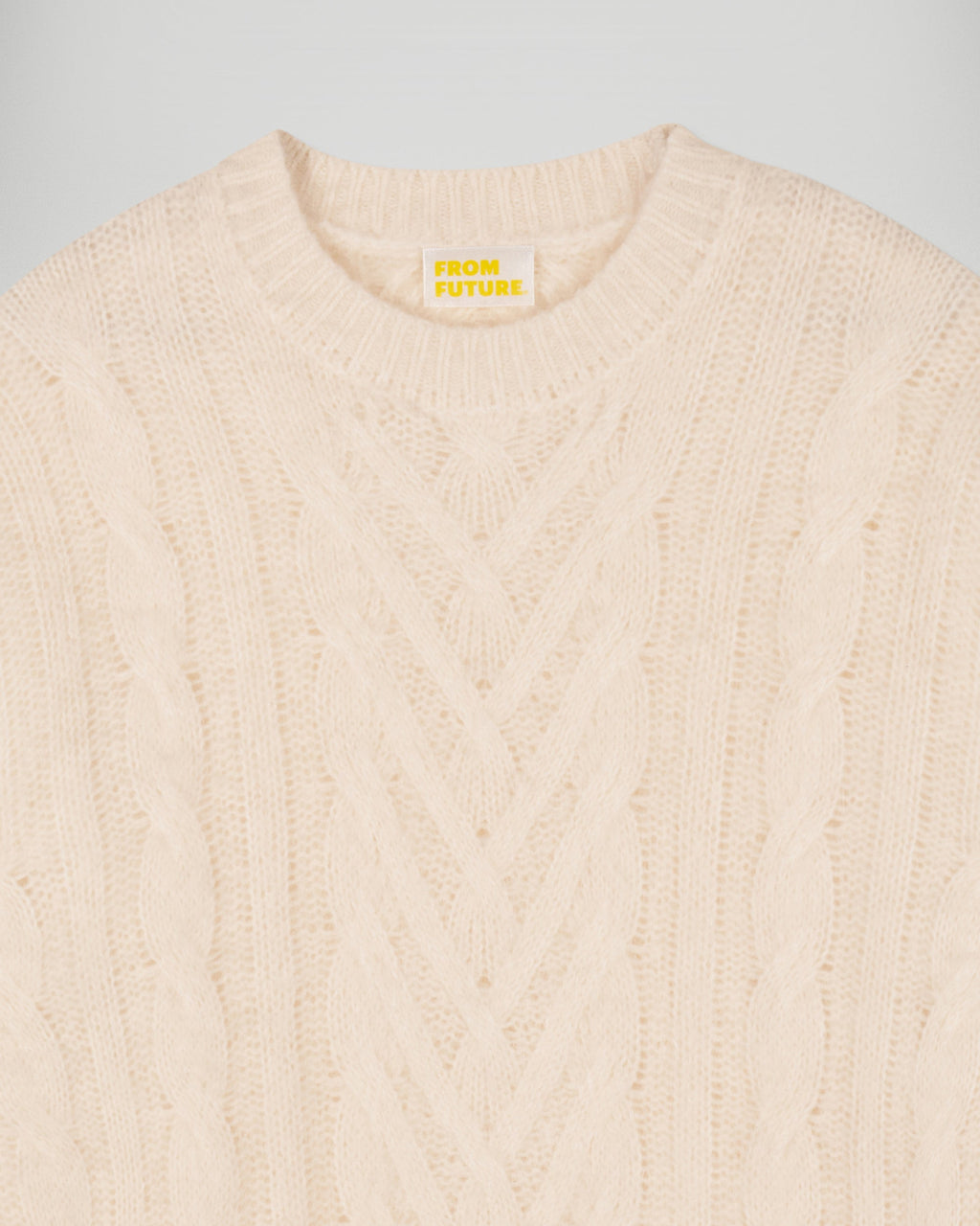 Brushed Cashmere Cable-Knit Crew-Neck Jumper - Ecru - Women