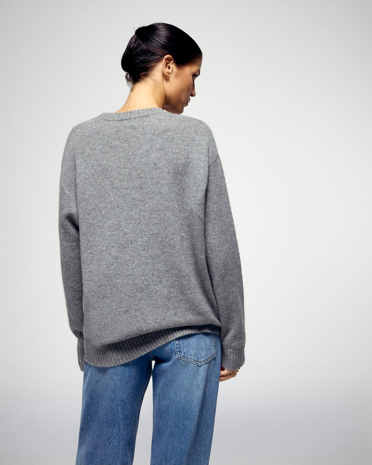 Jersey de cuello redondo - Gris jaspeado oscuro - Mujer