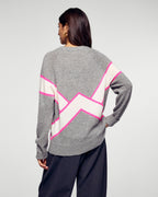 Maglione Girocollo Con Righe A Contrasto - Grigio Melange Scuro - Donna