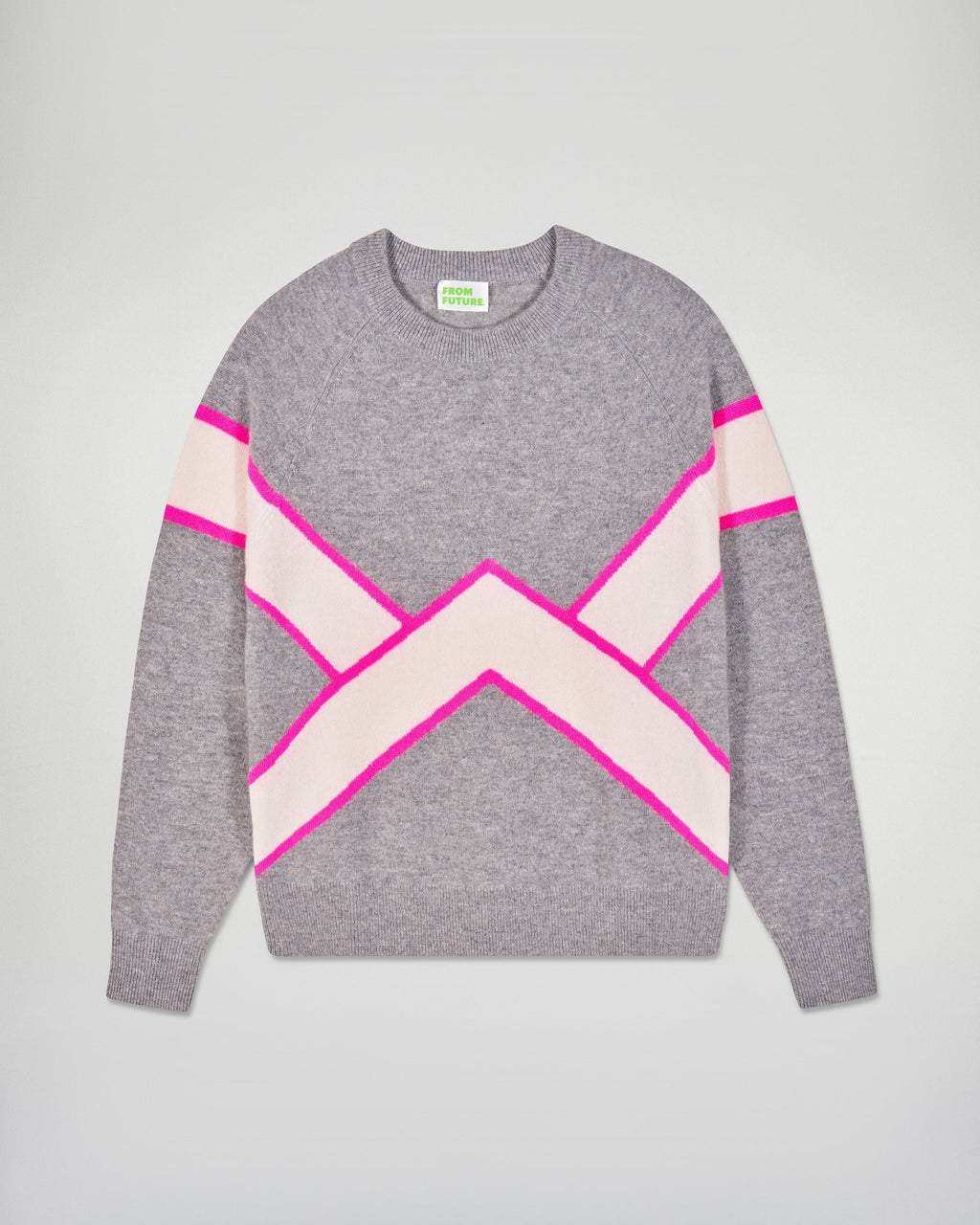 Maglione Girocollo Con Righe A Contrasto - Grigio Melange Scuro - Donna