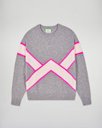 Maglione Girocollo Con Righe A Contrasto - Grigio Melange Scuro - Donna