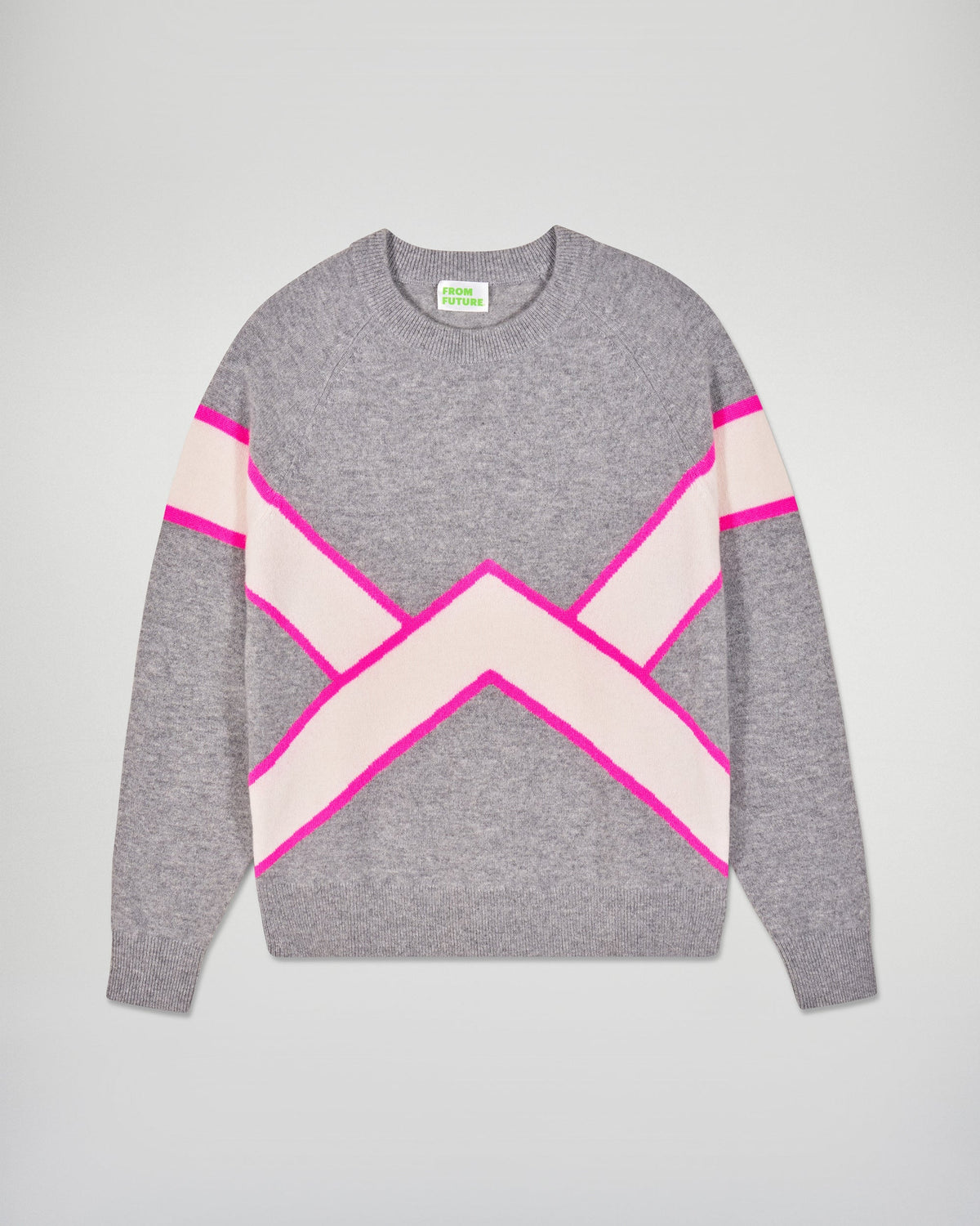 Maglione Girocollo Con Righe A Contrasto - Grigio Melange Scuro - Donna