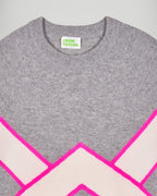 Maglione Girocollo Con Righe A Contrasto - Grigio Melange Scuro - Donna