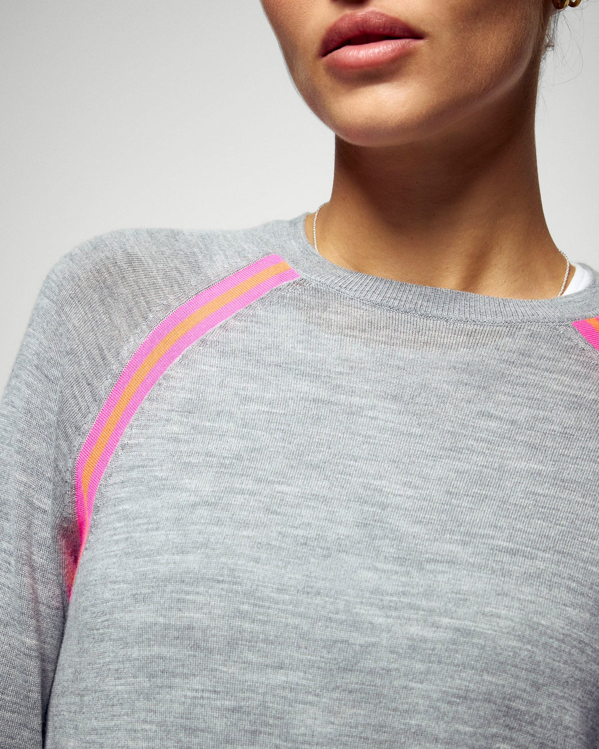 Jersey de Cuello Redondo - Gris Jaspeado Oscuro - Mujer