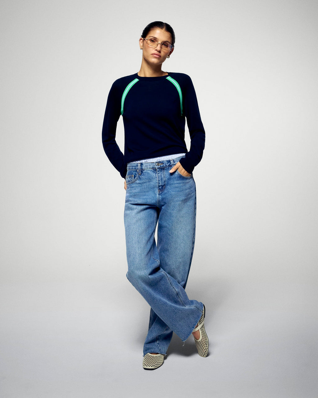 Crew-Neck Jumper - Navy - Women