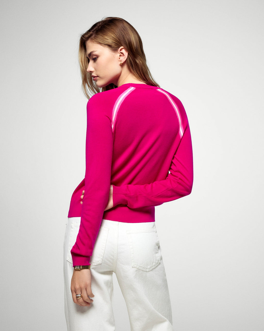 Jersey de cuello redondo - Rosa frambuesa - Mujer