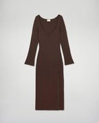 Vestido Largo de Manga Larga - Chocolate - Mujer