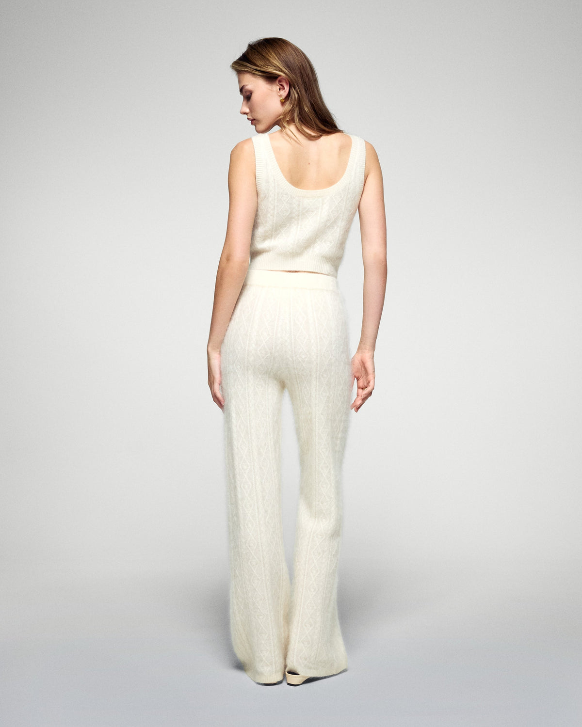 Brushed Cashmere Strappy Top - Ecru - Women