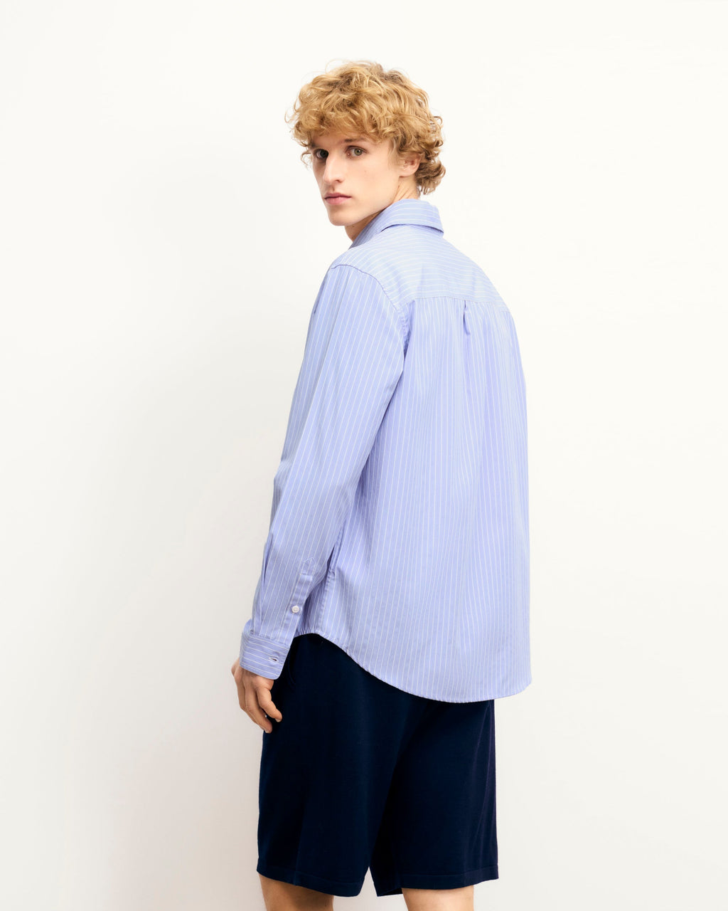 Camicia Maniche Lunghe Cuore Ricamato - Azzurro Rigato - Uomo