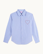Camicia Maniche Lunghe Cuore Ricamato - Azzurro Rigato - Uomo