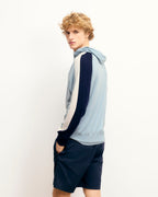 Pull Hoodie Bandes Tricolores Aux Manches - Grey Blue - Homme