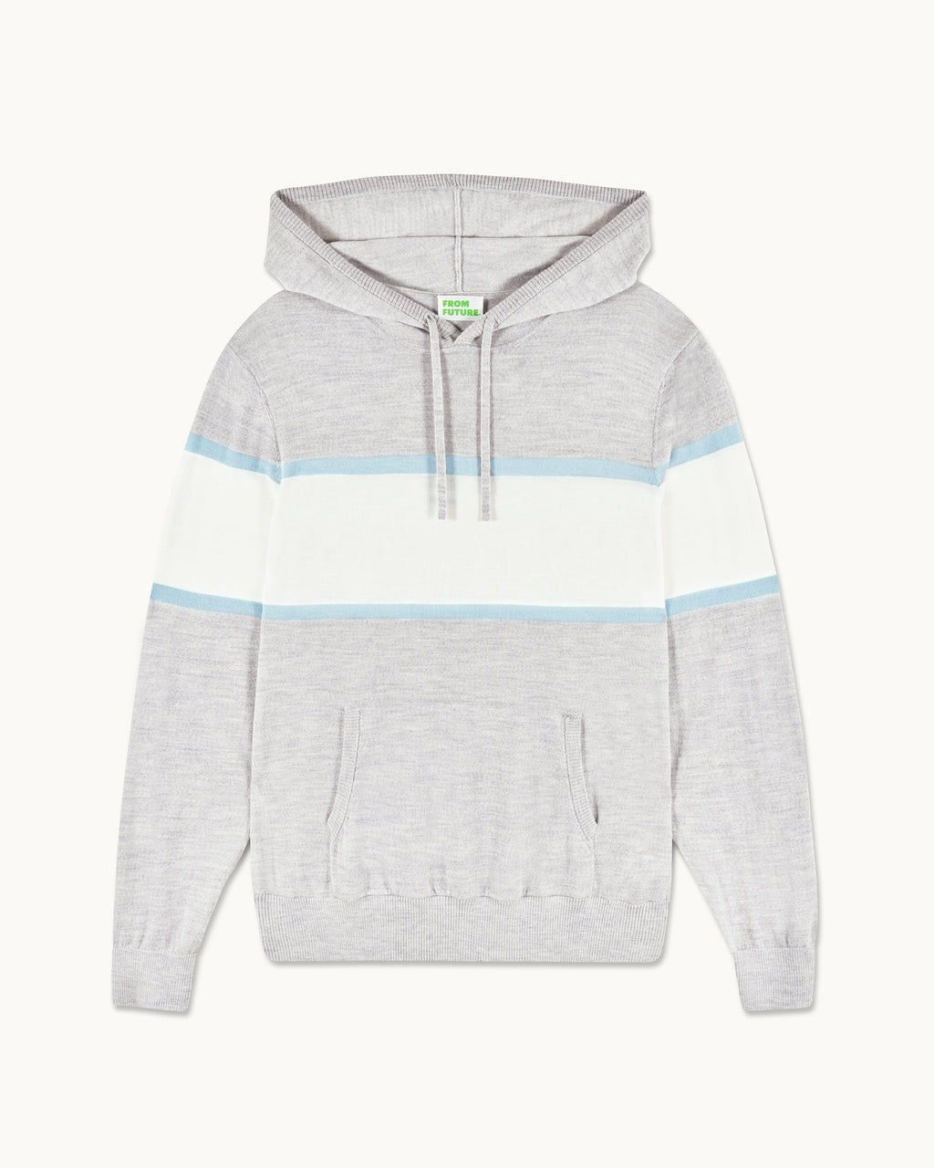 Pull Hoodie À Bandes - 1502 Gris Chiné Clair - Homme