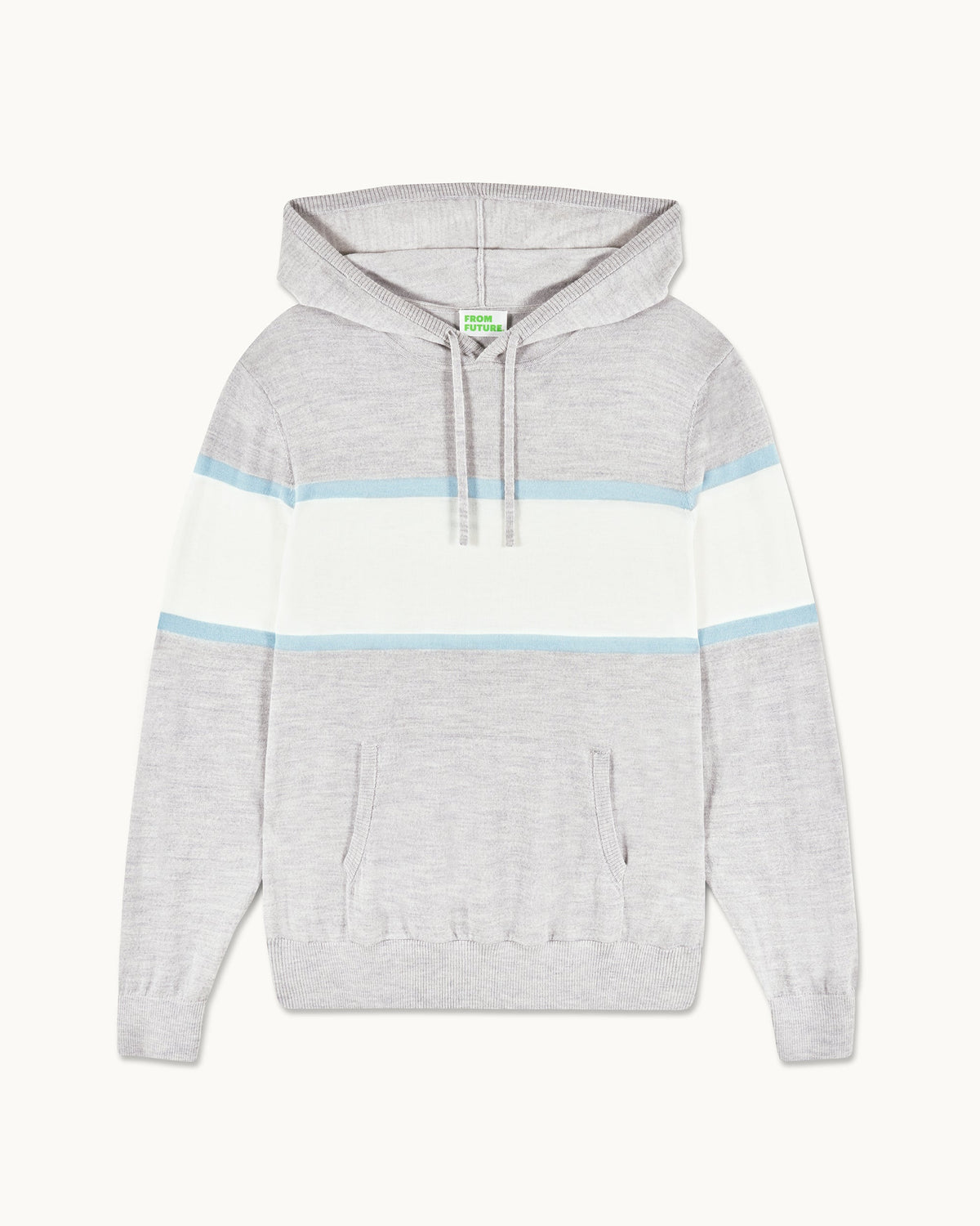 Pull Hoodie À Bandes - 1502 Gris Chiné Clair - Homme