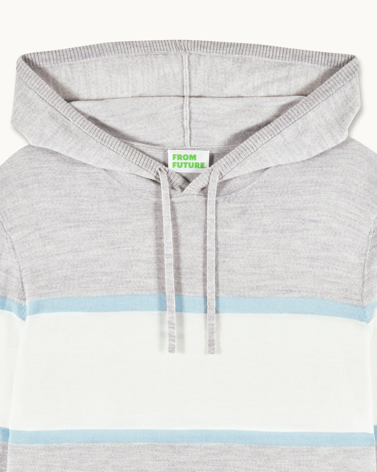 Pull Hoodie À Bandes - 1502 Gris Chiné Clair - Homme