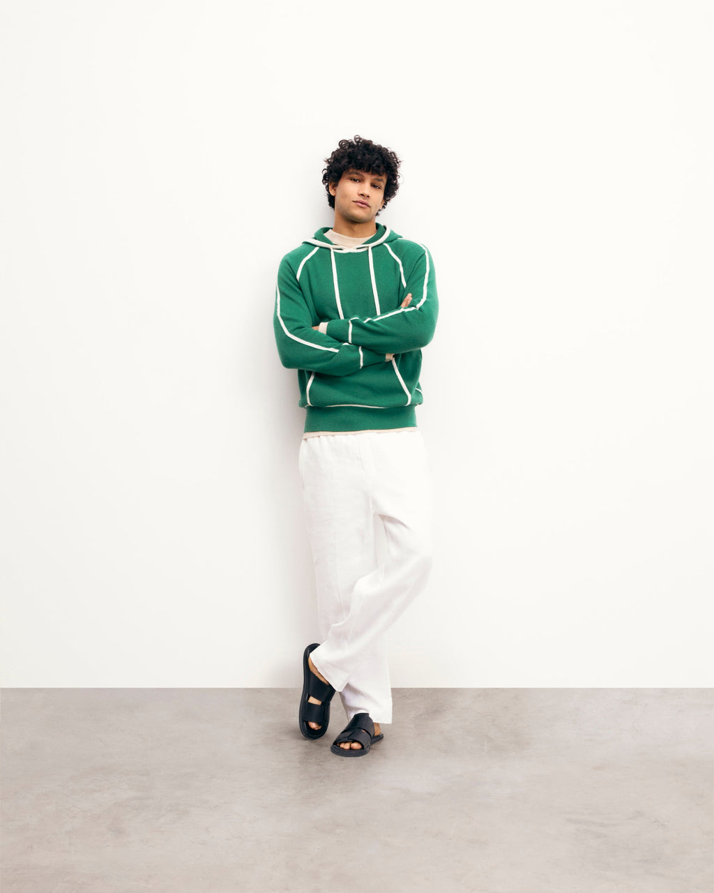 Hoodie Jumper with Contrast Trims - Ocean Green - Men