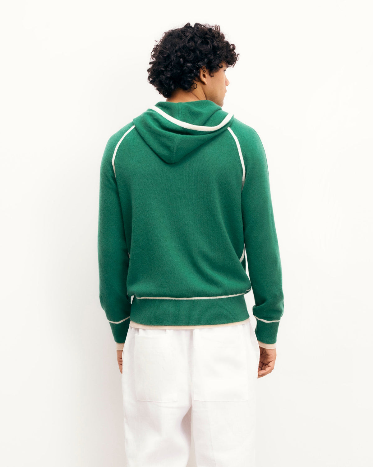 Hoodie Jumper with Contrast Trims - Ocean Green - Men