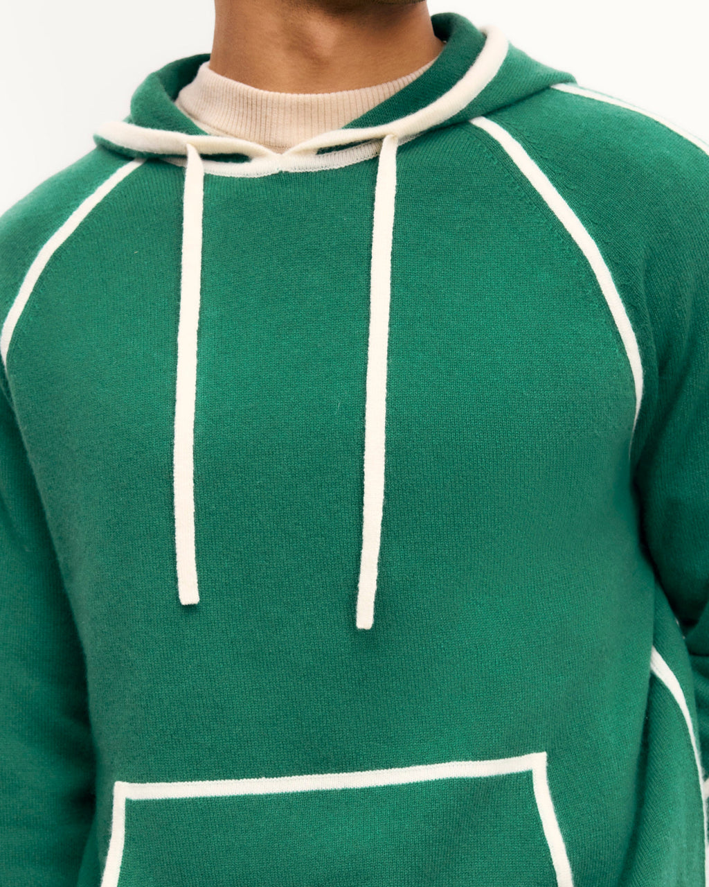 Hoodie Jumper with Contrast Trims - Ocean Green - Men