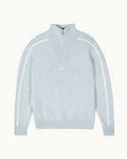 Pull Col Camionneur Bicolore Zippé - Storm Green Mln - Homme