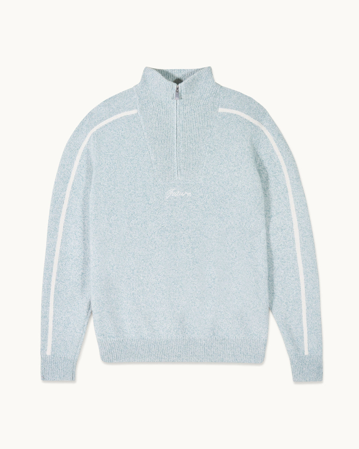 Pull Col Camionneur Bicolore Zippé - Storm Green Mln - Homme