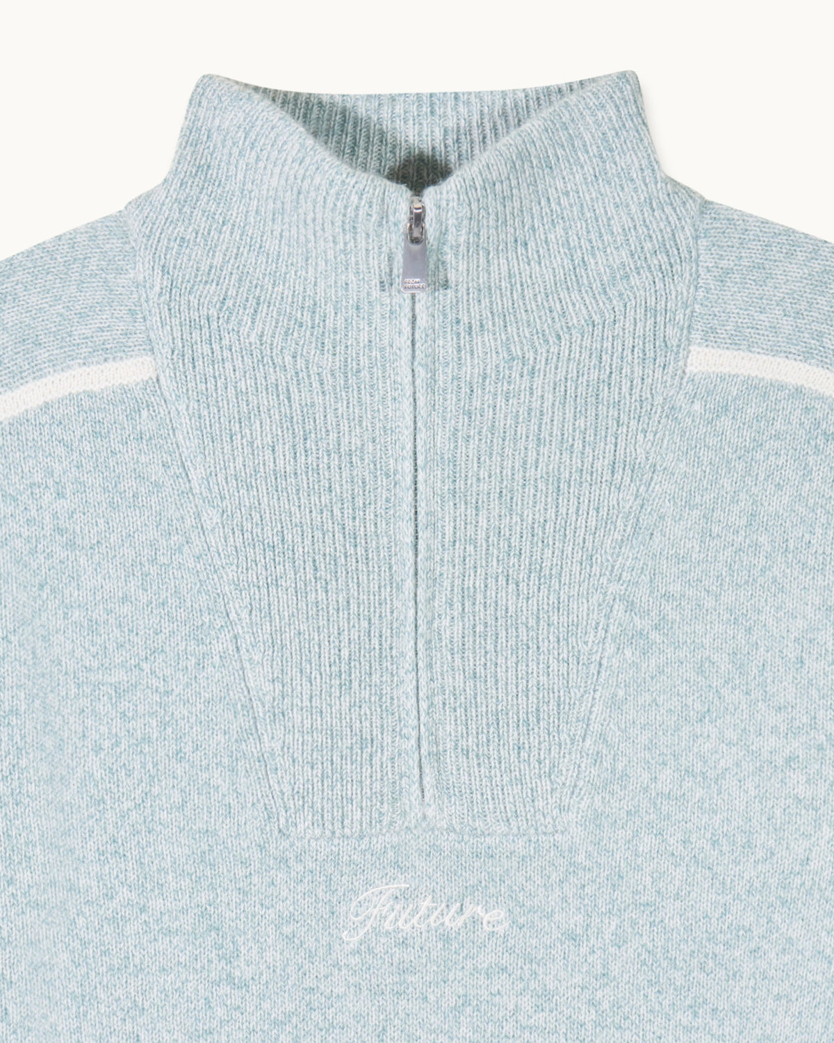 Pull Col Camionneur Bicolore Zippé - Storm Green Mln - Homme
