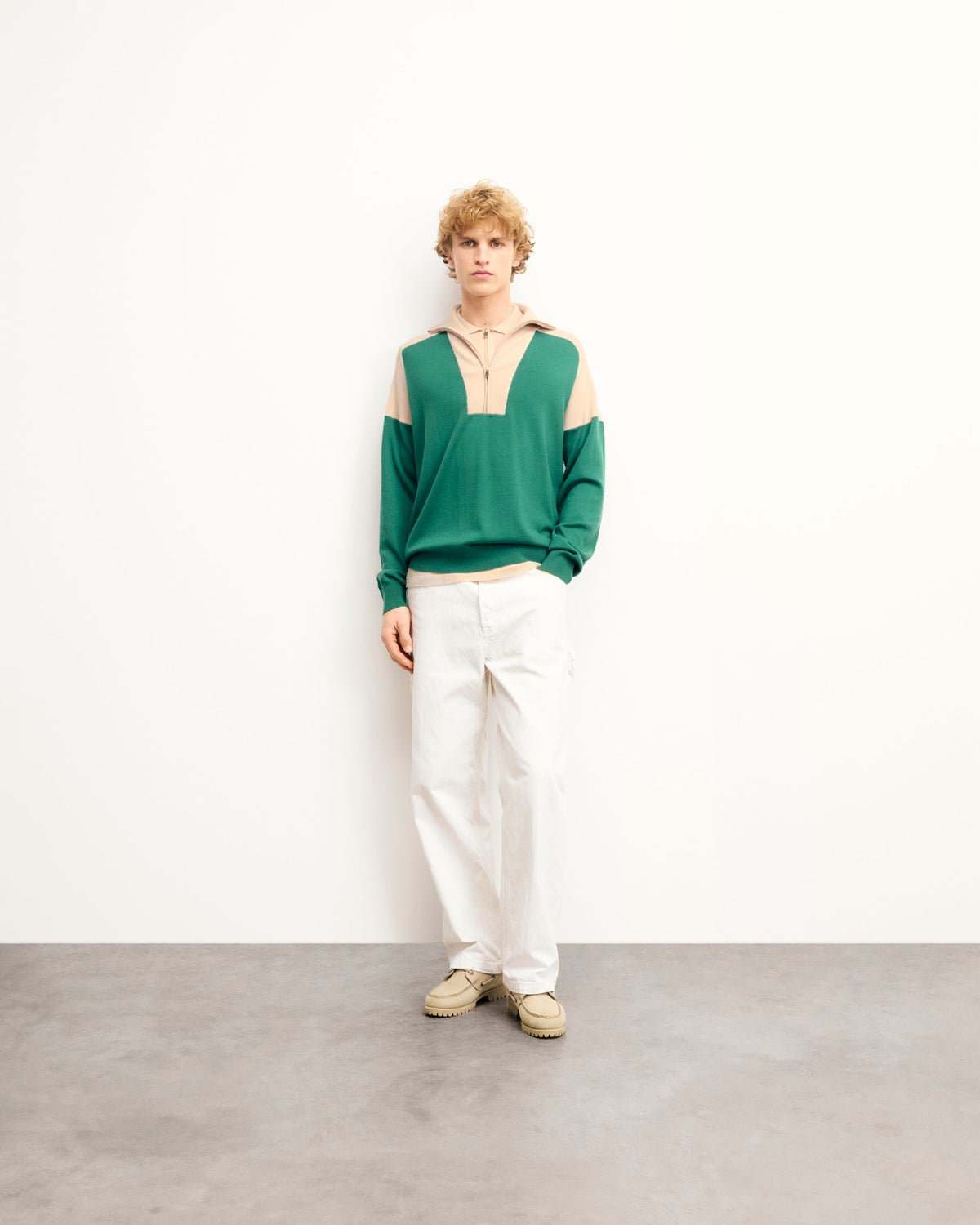 Jersey de cuello camionero bicolor - Ocean Green - Hombre