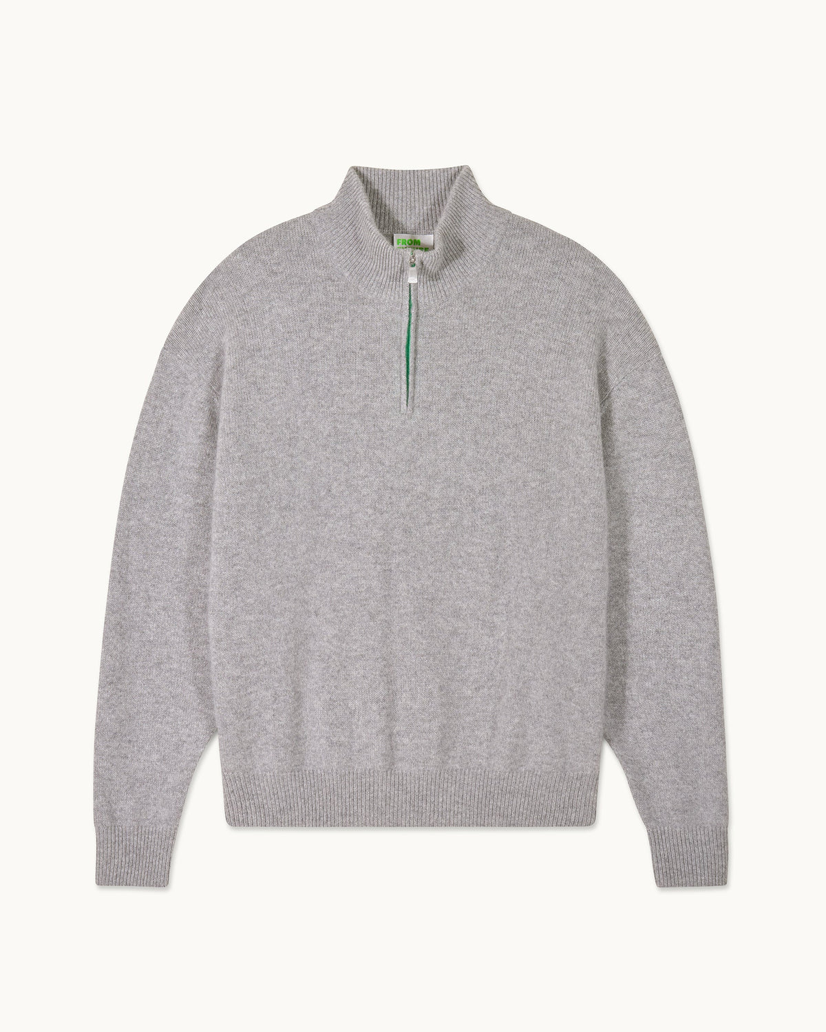 Pull Col Camionneur Zip Contraste - 1500 Gris Chiné Foncé - Homme