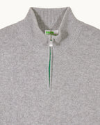 Pull Col Camionneur Zip Contraste - 1500 Gris Chiné Foncé - Homme