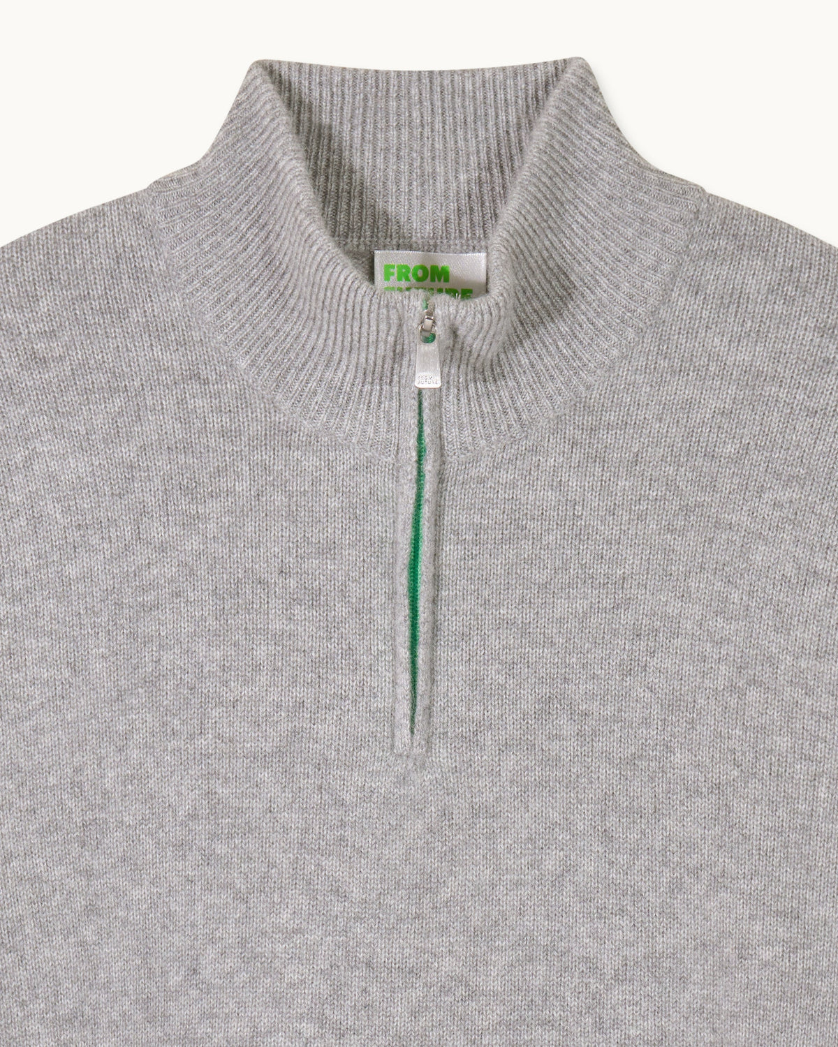 Pull Col Camionneur Zip Contraste - 1500 Gris Chiné Foncé - Homme