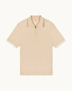 Maglione Collo Polo con Zip - Light Beige - Uomo
