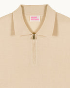 Maglione Collo Polo con Zip - Light Beige - Uomo