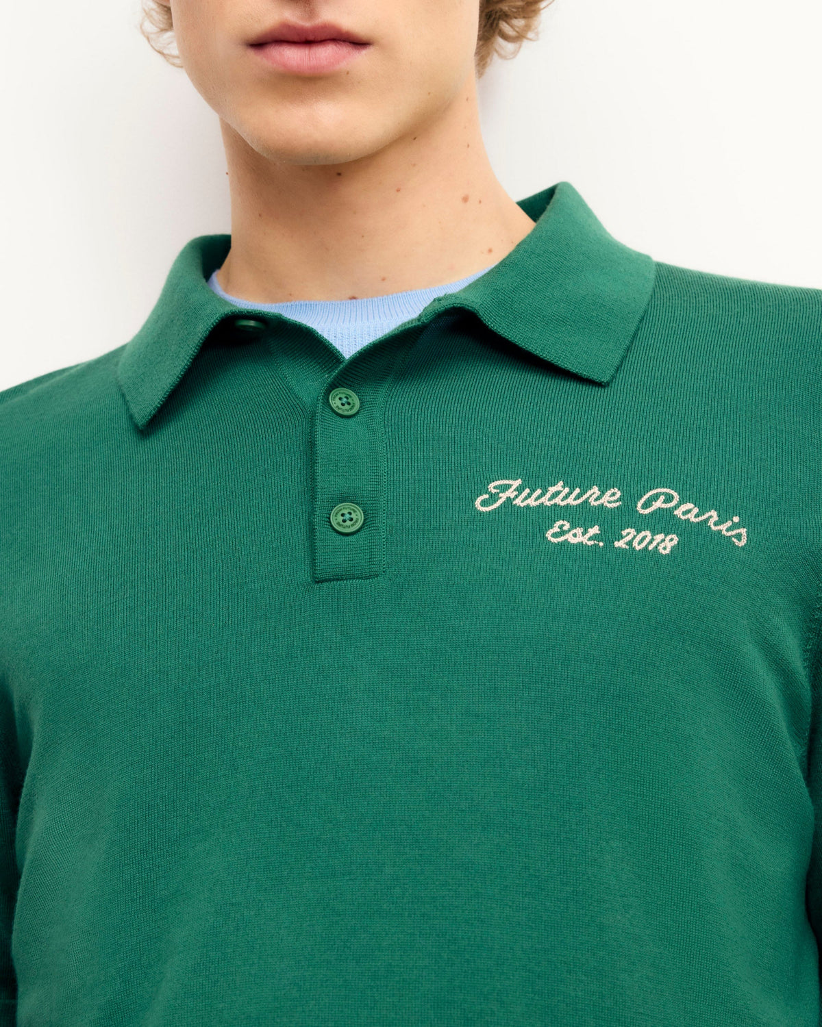 Future Paris Polo-Collar Jumper - Ocean Green - Men