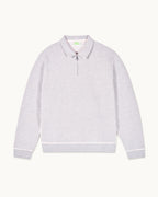 Sweatshirt Col Polo - Gris Chiné Clair - Homme