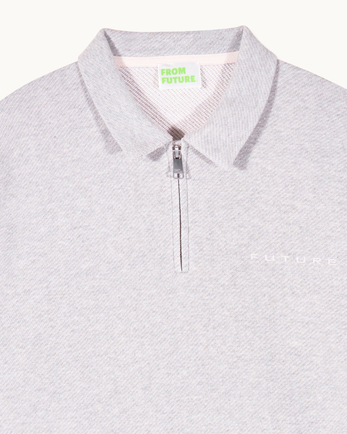 Sweatshirt Col Polo - Gris Chiné Clair - Homme