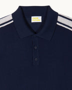 Maglione Collo Polo a Righe - Navy - Uomo
