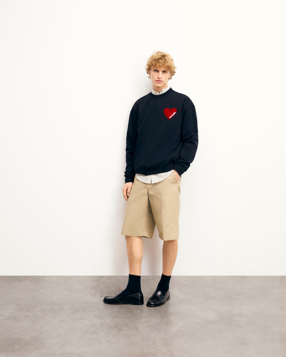 Sudadera de Cuello Redondo con Corazón - Negro - Hombre