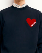 Sudadera de Cuello Redondo con Corazón - Negro - Hombre
