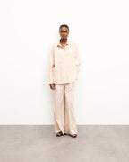 Long-Sleeved Shirt - Beige Stripes - Women