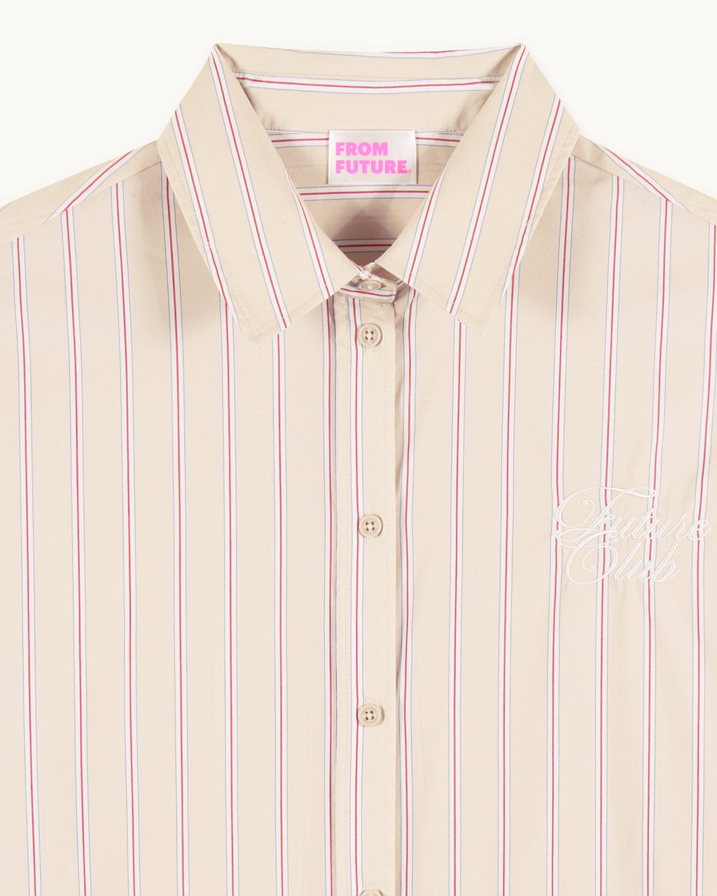 Long-Sleeved Shirt - Beige Stripes - Women