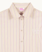 Long-Sleeved Shirt - Beige Stripes - Women