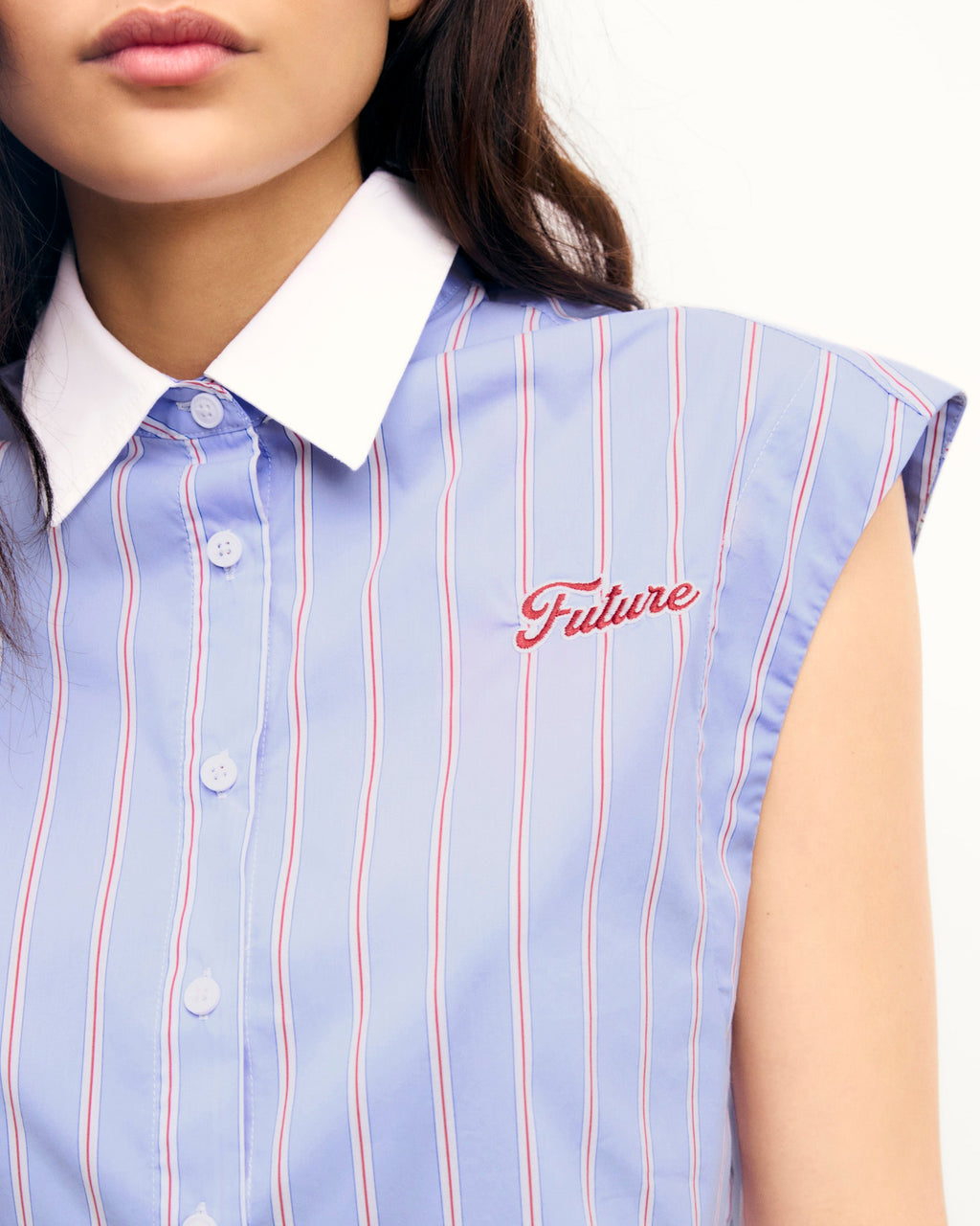 Camicia Senza Maniche - A Righe Blu/Rosso - Donna
