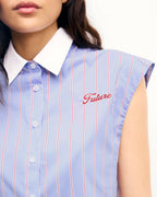 Camicia Senza Maniche - A Righe Blu/Rosso - Donna