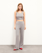 Pantalón Jogger Ancho con Rayas - 1500 Gris Jaspeado Oscuro - Mujer