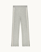 Pantalón Jogger Ancho con Rayas - 1500 Gris Jaspeado Oscuro - Mujer