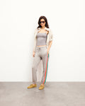 Jogging Droit Bandes Multicolores - Gris Chiné Clair - Femme