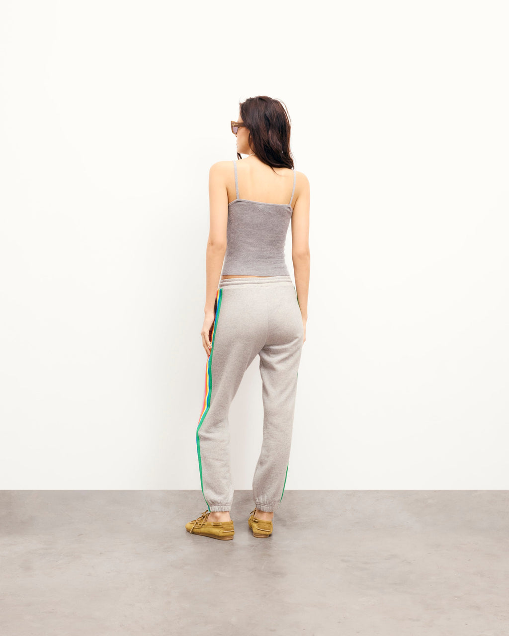 Jogging Droit Bandes Multicolores - Gris Chiné Clair - Femme