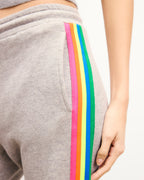 Jogging Droit Bandes Multicolores - Gris Chiné Clair - Femme