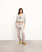 Jogging Droit Bandes Multicolores - Gris Chiné Clair - Femme