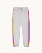 Jogging Droit Bandes Multicolores - Gris Chiné Clair - Femme