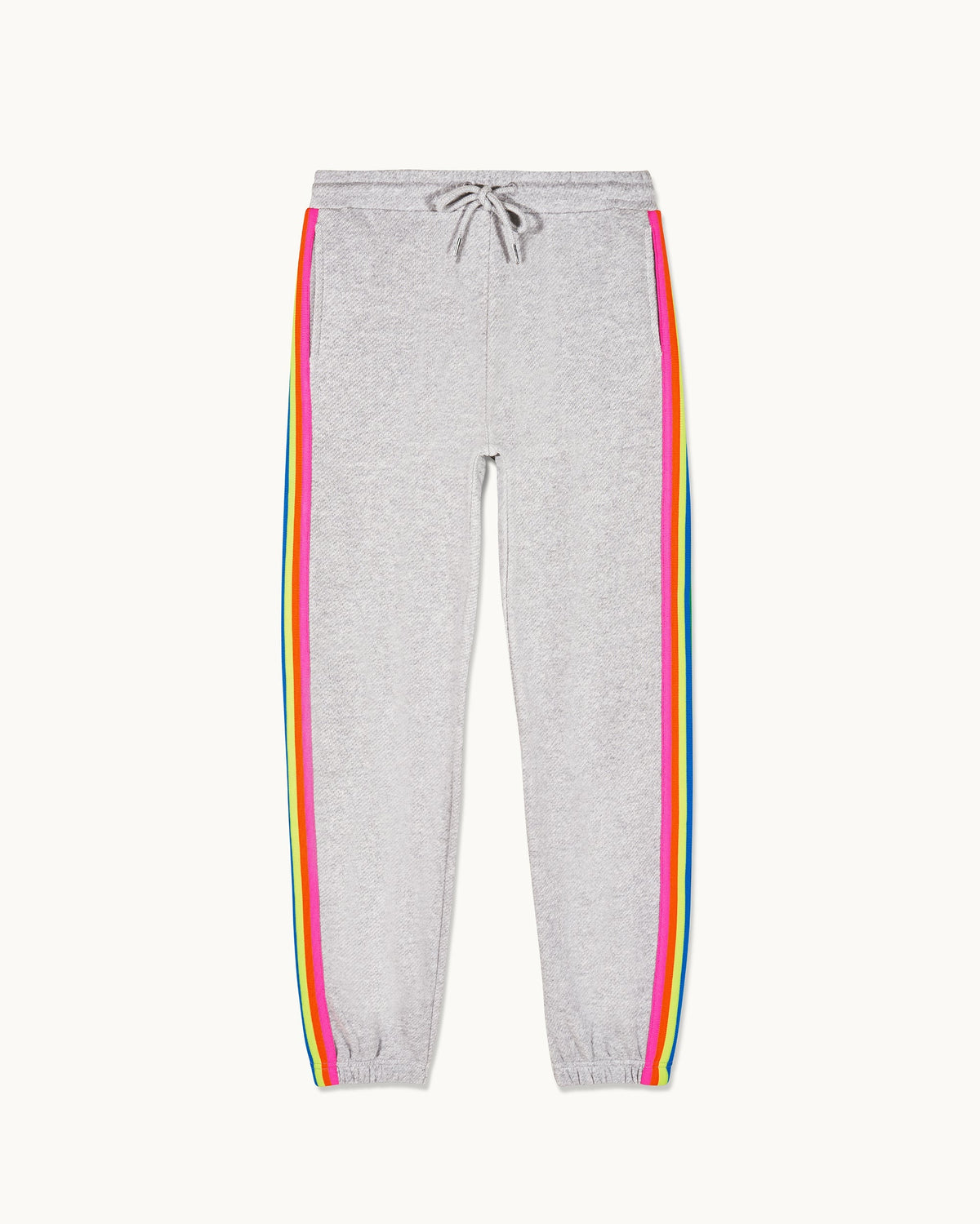 Jogging Droit Bandes Multicolores - Gris Chiné Clair - Femme